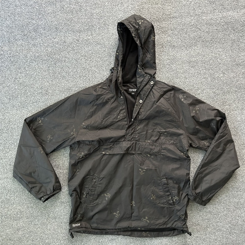 Ripndip‎ Jacket Mens Large Cat Face Print Pullover Hooded Windbreaker Drawstring